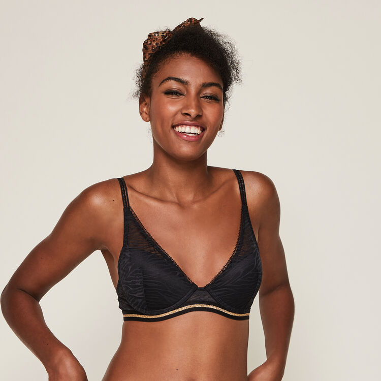 Zebrimeshiz zebra effect push-up bra black.