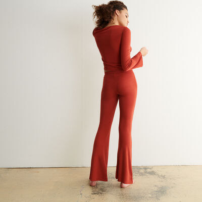 jersey high-waisted flared trousers - red ochre;