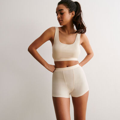 Ribbed cotton shorts - off-white;