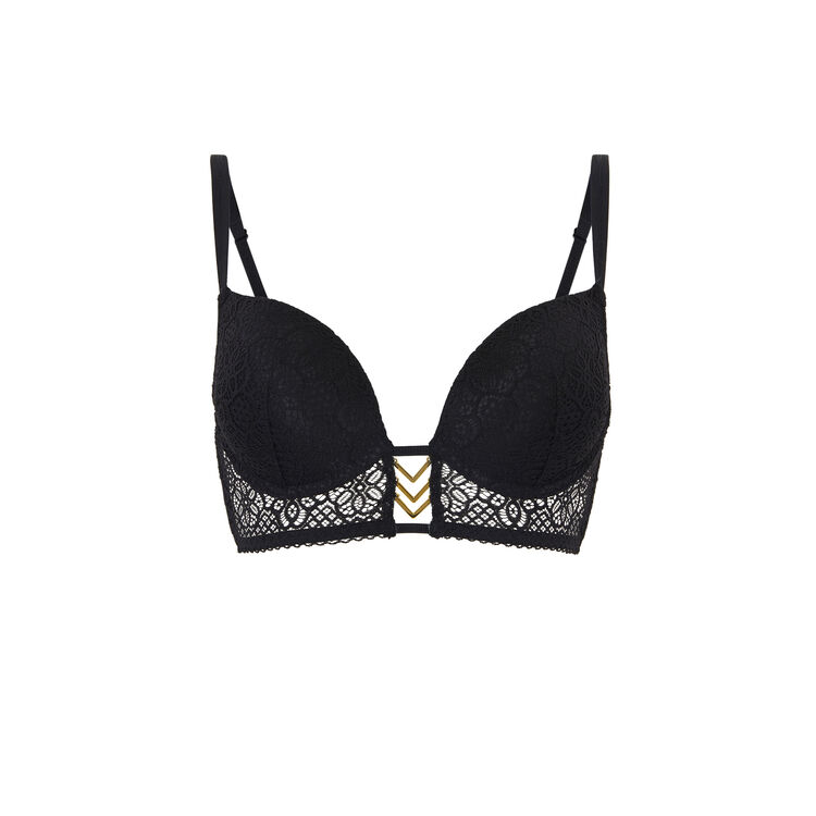 Ethnobiz black lace push-up bustier bra. black.