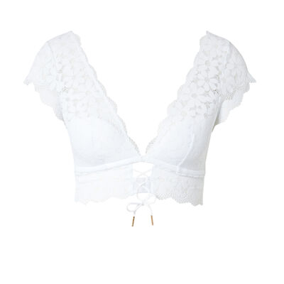 lace shoulder bra - white;