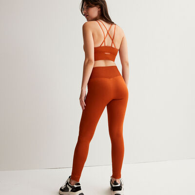 twist effect leggings - brown;