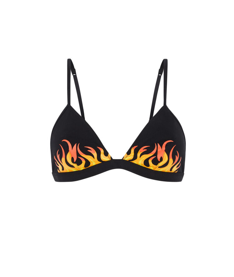 Soutien-gorge triangle sans armatures en coton flammiz noir.