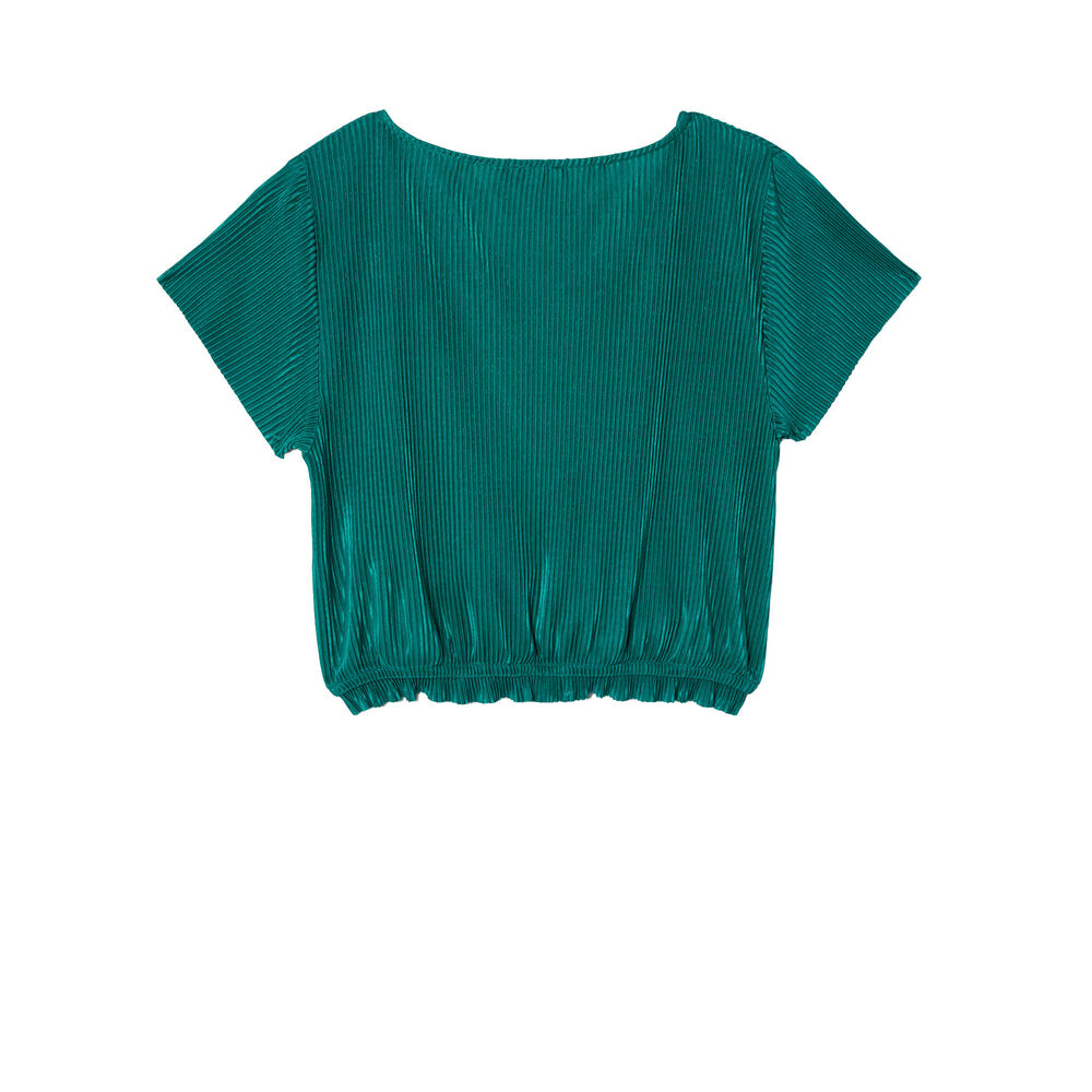 Short-sleeved wrapover pleated top - green green.