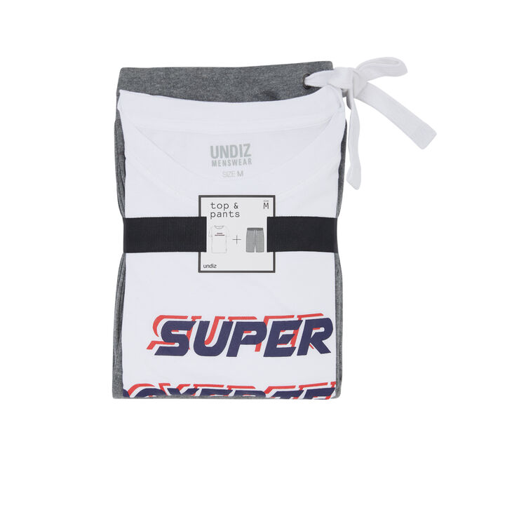 Superboyiz slogan pyjama set white.