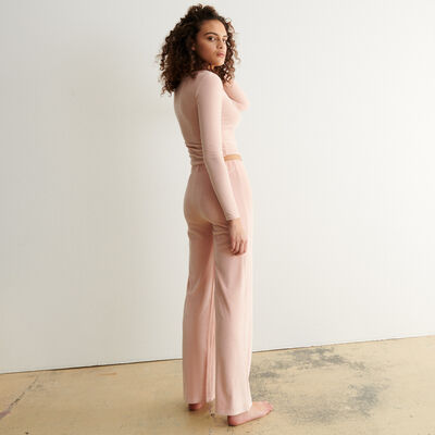 smooth velvet wide-leg trousers - pale pink;