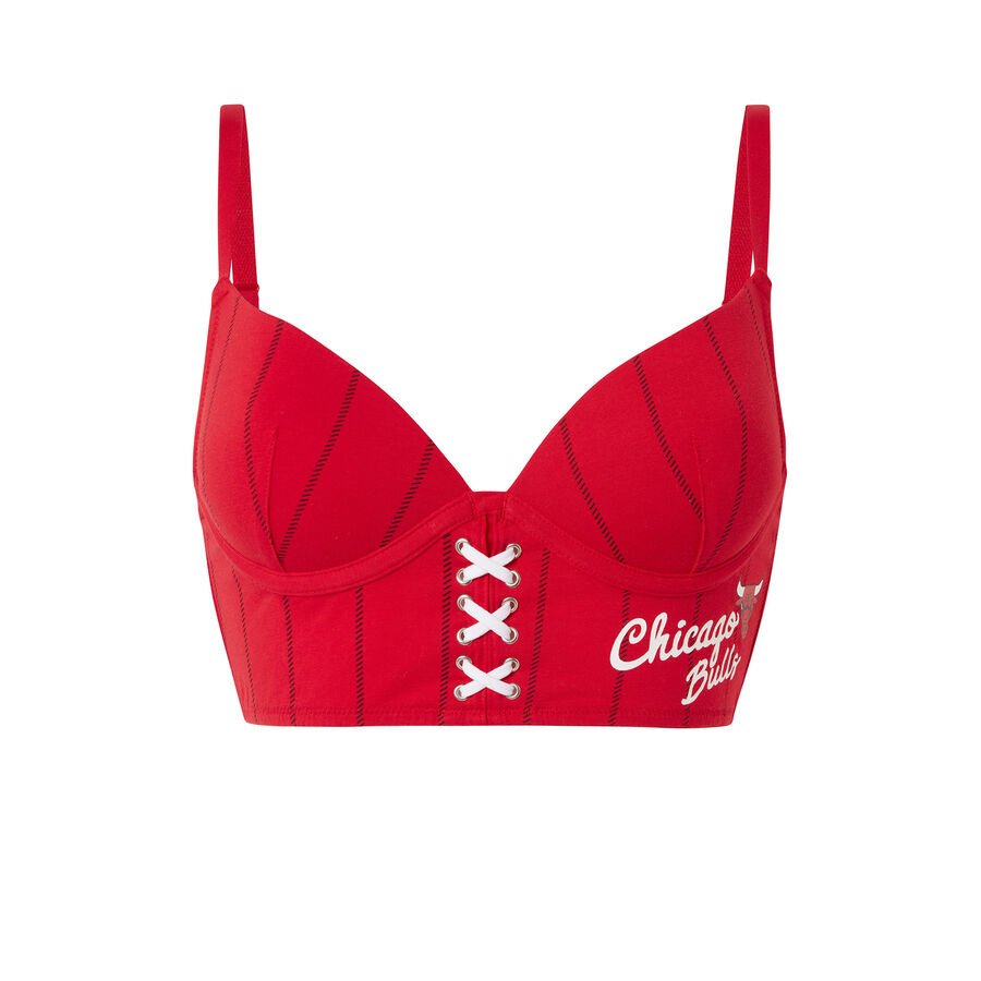 push up bra with lace-up bikini line - red;