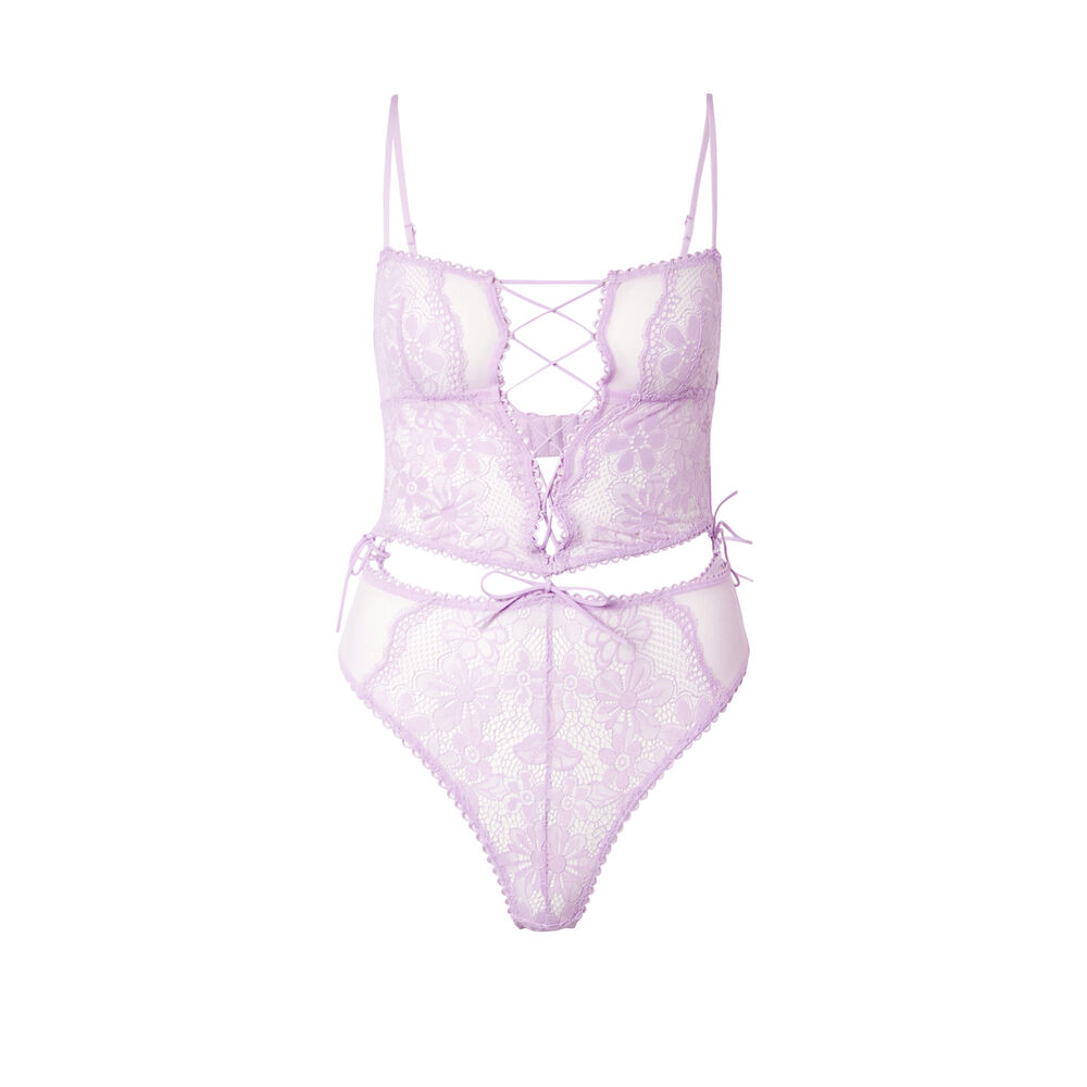 Corset effect 100% lace body - lilac purple.
