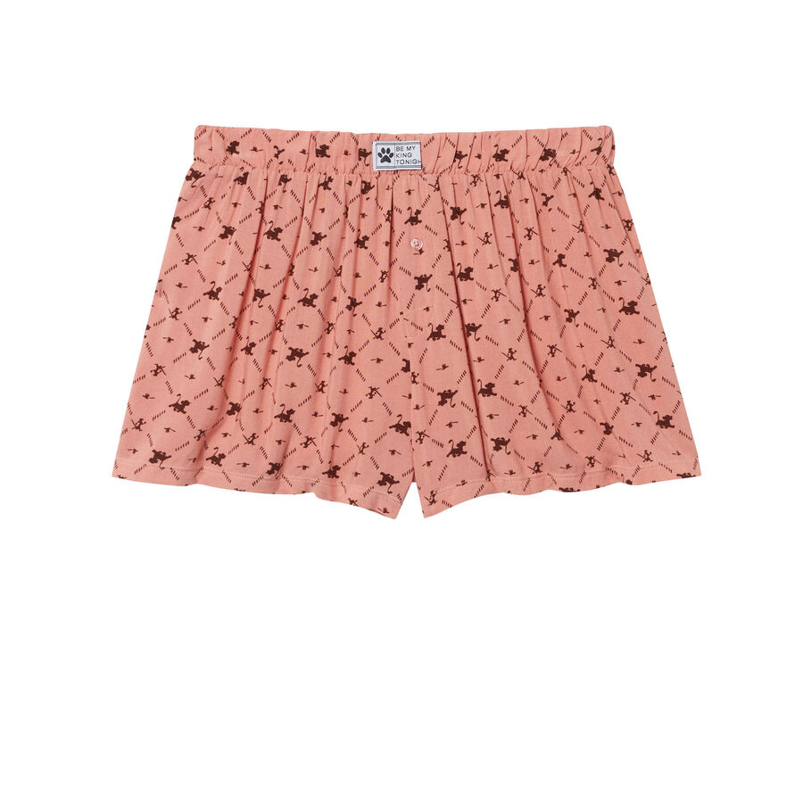 Shorts With Lion King Monogram Effect Peach Pink Undiz
