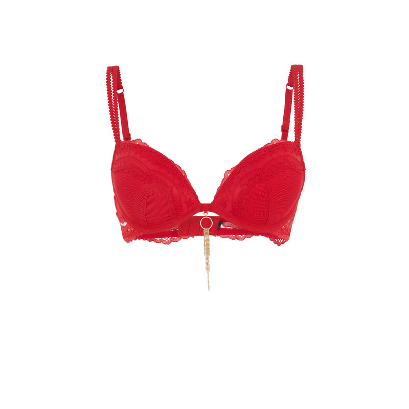 Superstariz jewel detail push-up bra red.