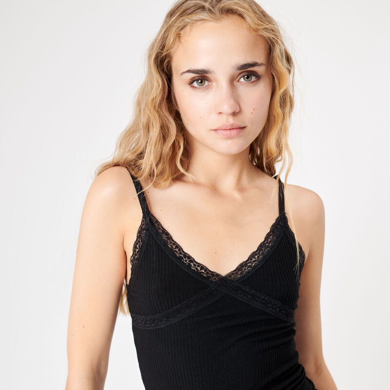 soft knit top with straps;