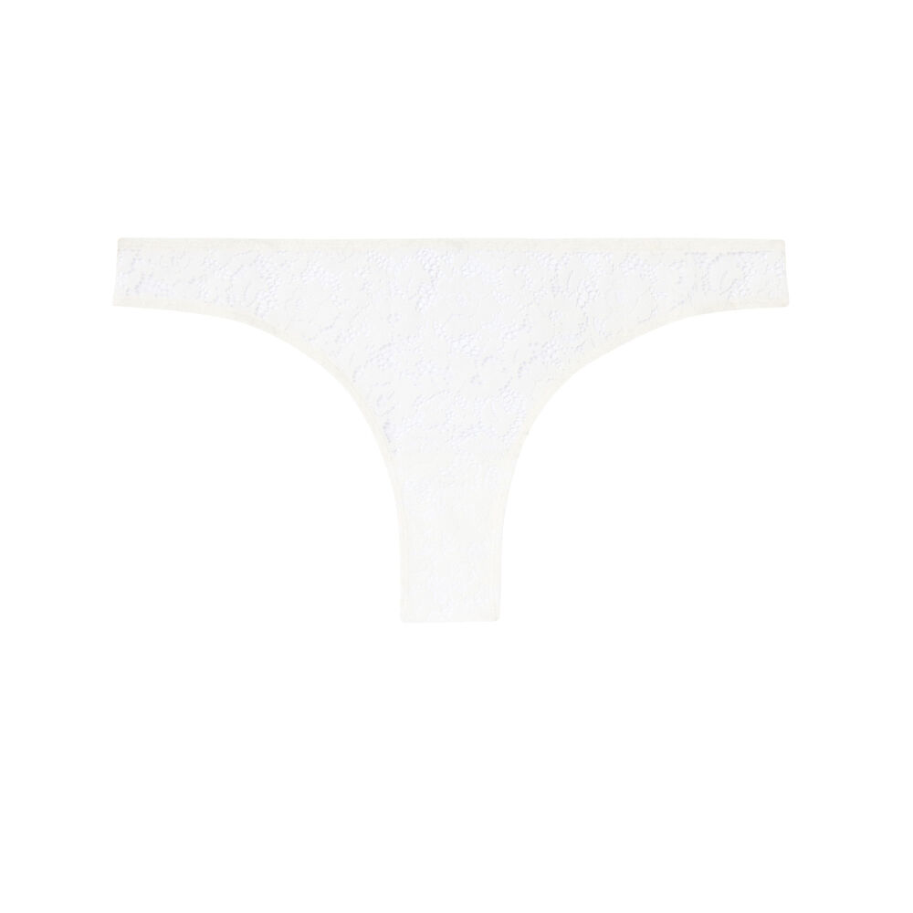 Floral lace tanga briefs - ecru ecru.