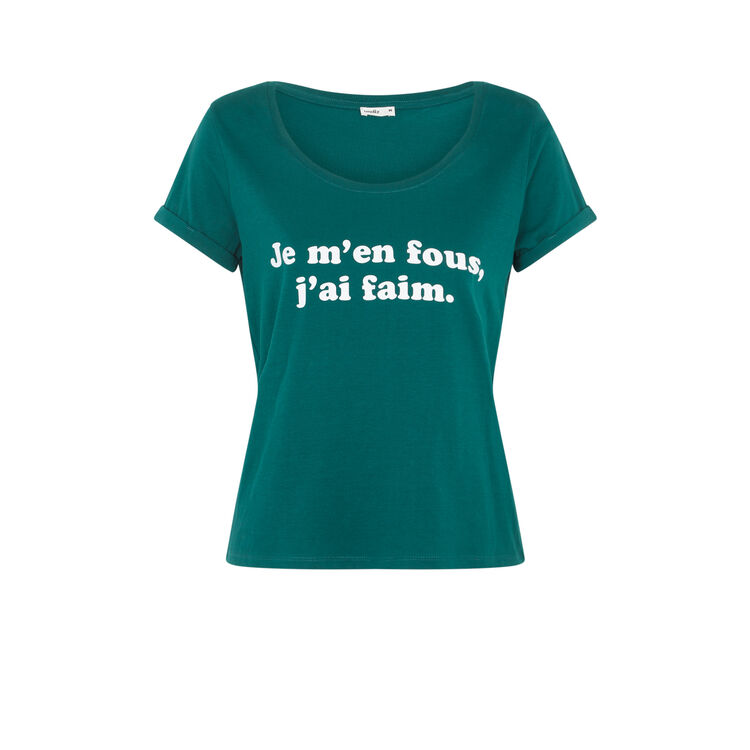 Famoniz jersey top with slogan forest green.