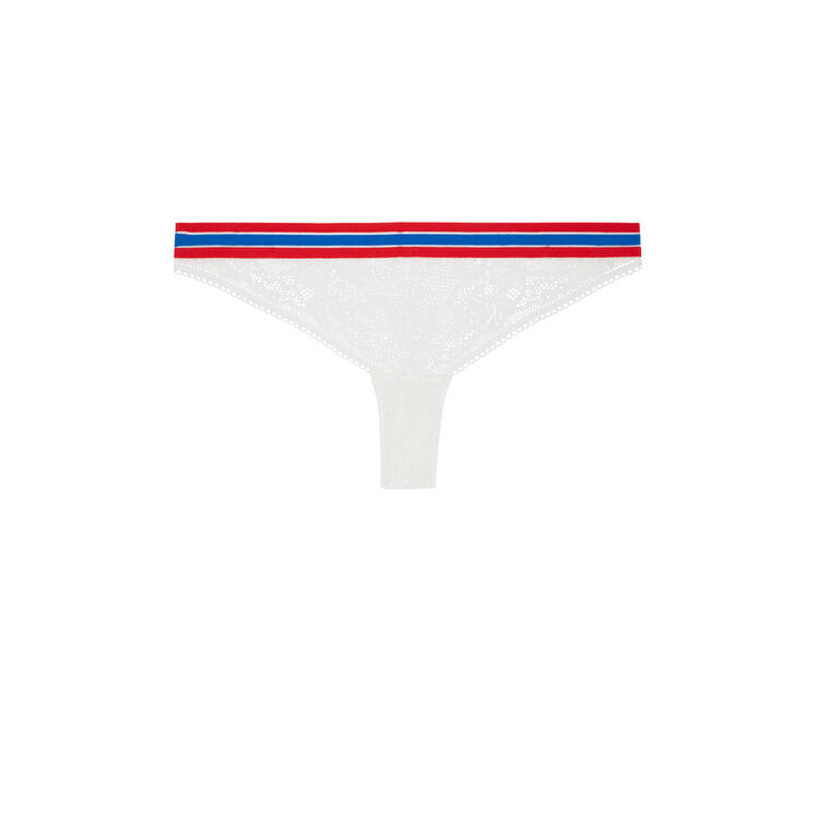 Coolgirliz lace tanga briefs with band detailing white.