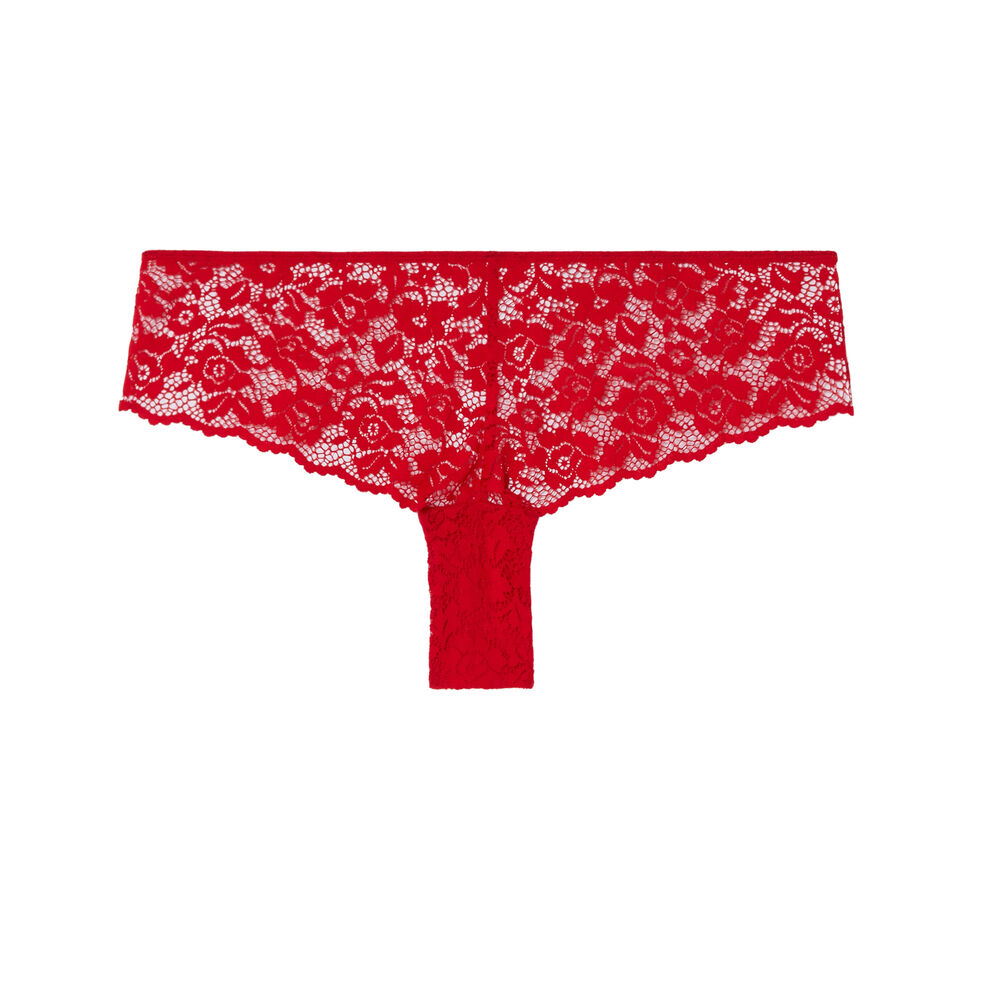 Floral lace shorty - red red.
