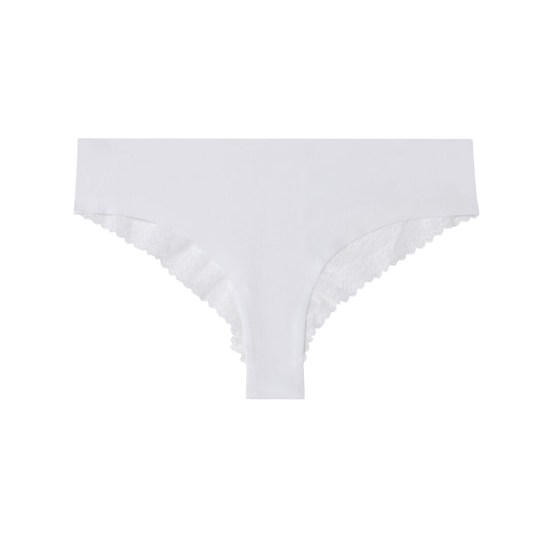 plain lace thong with leopard print - white;