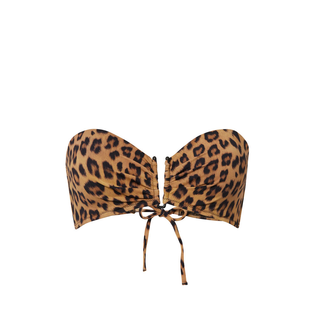 Leopard print bandeau bikini top - brown brown.