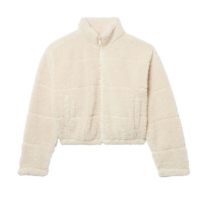 fleece coat - off-white;