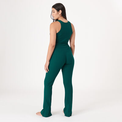 high-waisted flared trousers - forest green;