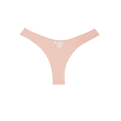 microfibre tanga briefs with lace insert - pale pink;