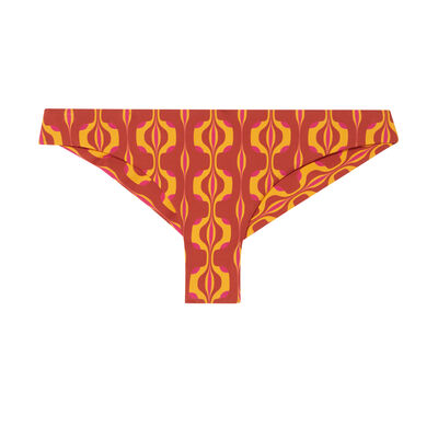 70s print tanga bikini bottoms - terracotta;