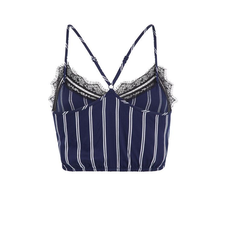 Raynuitiz satin striped top navy blue.