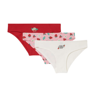 pack of 3 strawberry mood briefs - pink;