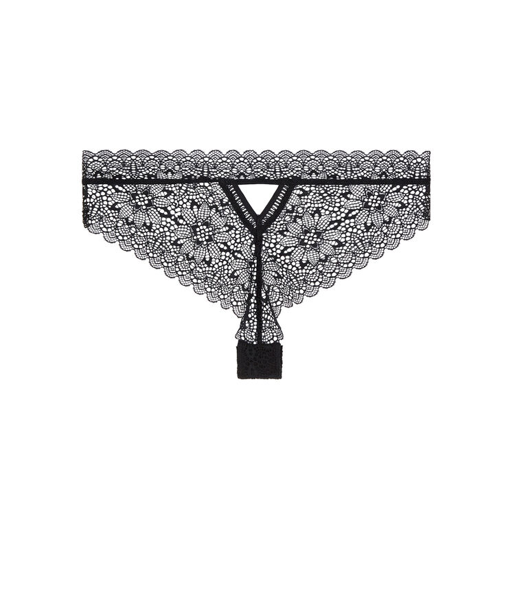 Lace tanga briefs - black black.