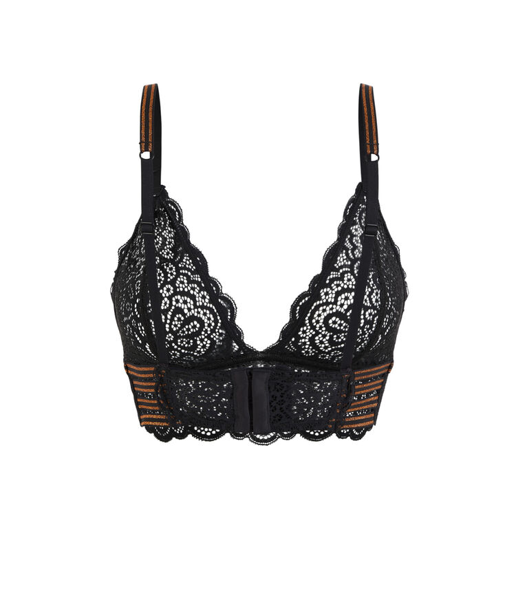 Triangel-bustier ohne bügel aus spitze lurexbandiz schwarz.
