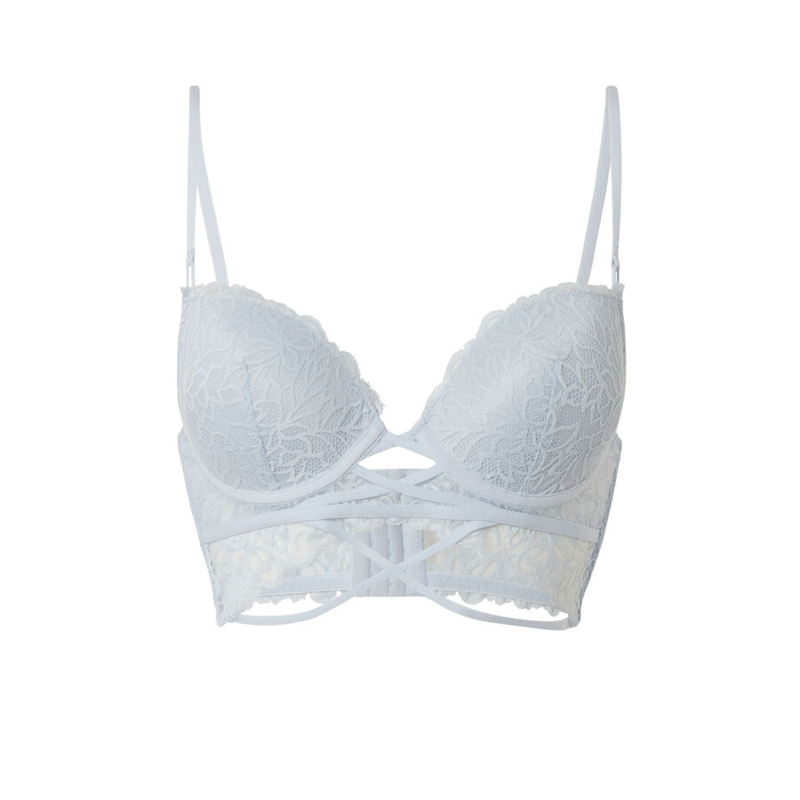 push-up bra with lace tie - blue;