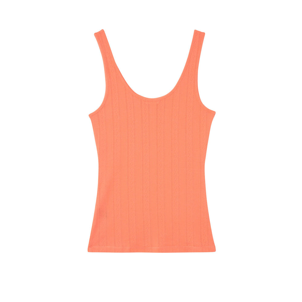 Plain pointelle knit tank top - red red.