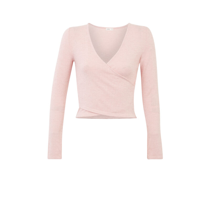 long-sleeved top with wrapover effect - pink long-sleeved top with wrapover effect - pink;