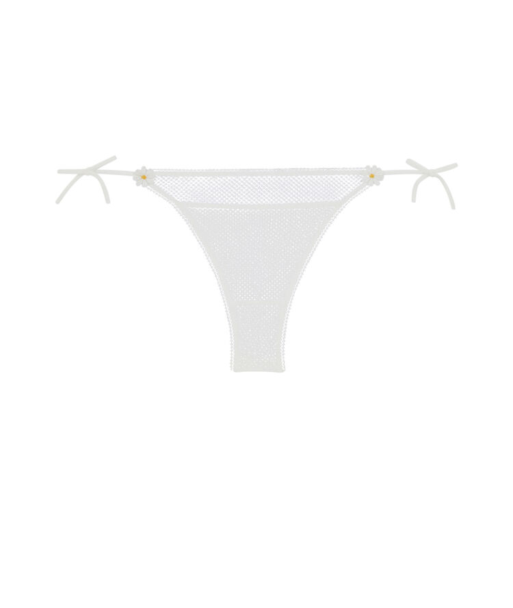 Tulle tanga with ties - white white.