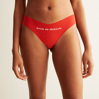 "boule de maboule" microfibre high-leg tanga briefs with ties and heart jewellery detail - red;