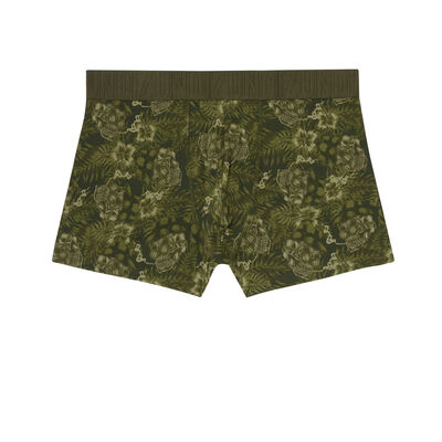 boxers with hibiscus motifs - khaki;