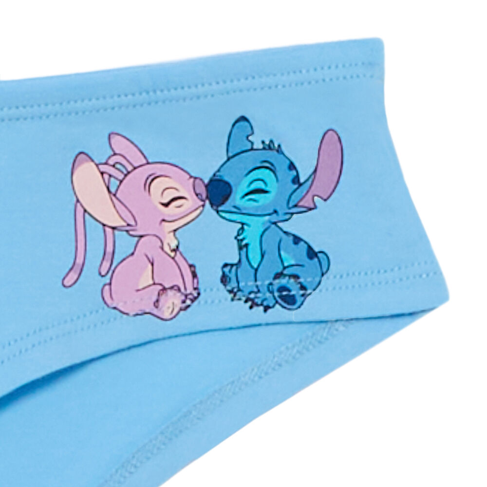 Stitch couple print top and briefs set - blue blue.