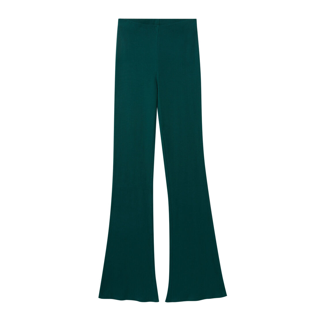 rozszerzane spodnie z wysokim stanem — kolor butelkowa zieleń;