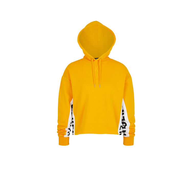 Hellovibiz sweatshirt with hood and bands on the side saffron.