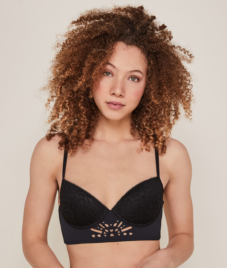 Padded bustier bra - black black.