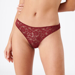 floral lace tanga briefs - burgundy