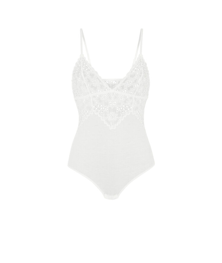 Glaciz wireless microfibre/lace bodysuit. white.