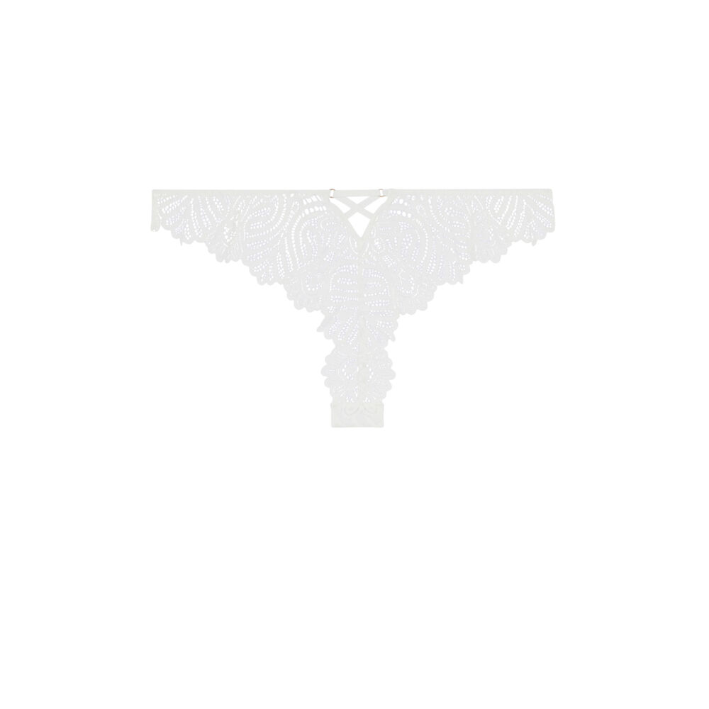 Lace tanga briefs - white white.