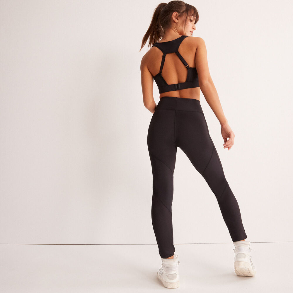 Plain sports leggings - black black.