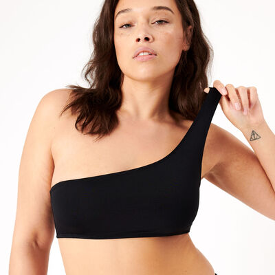 plain asymmetrical bralette bikini top - black ;