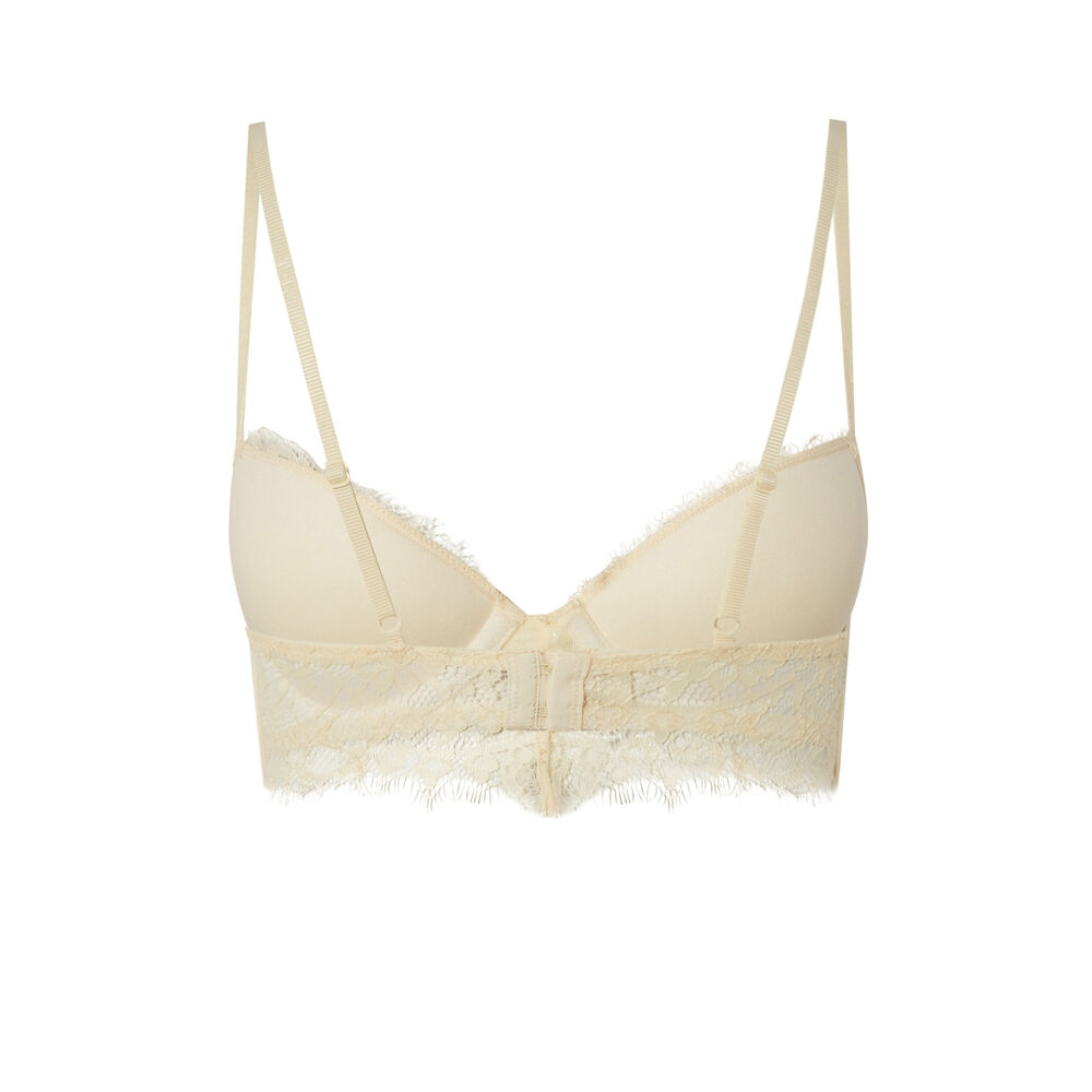 Fine lace padded bra with beads - off-white off-white.