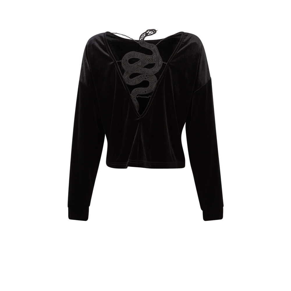 Velour sweatshirt with snake tattoo back - black black.