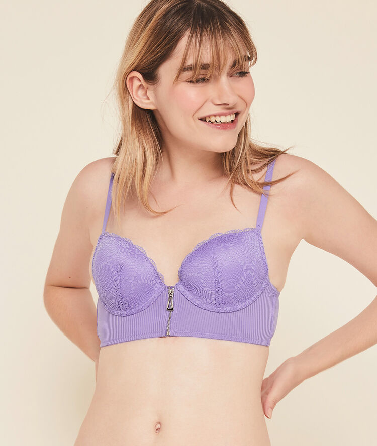 Microribiz micro/lace push-up bustier bra lavender.