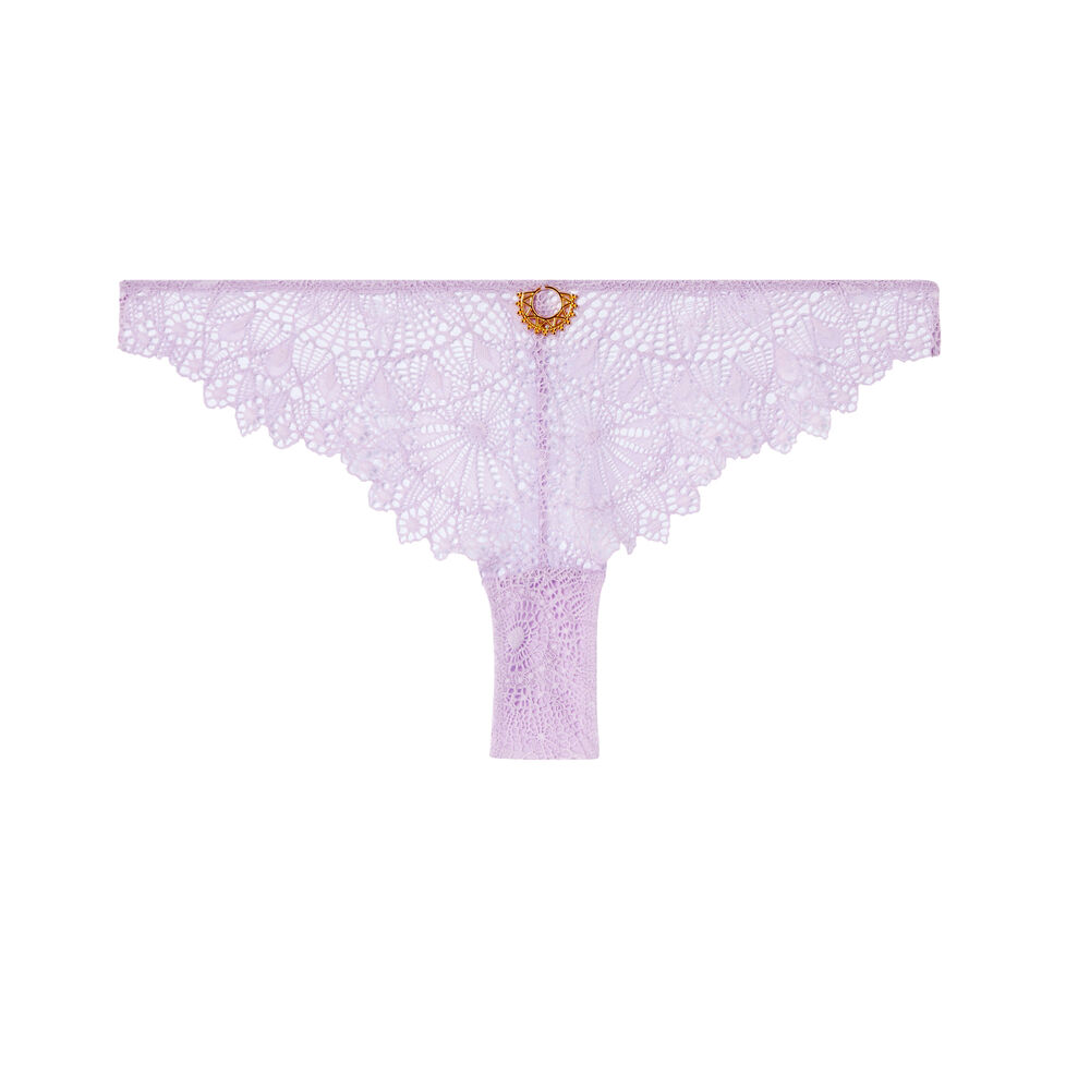 Lace thong briefs with jewellery detail - lilac purple.