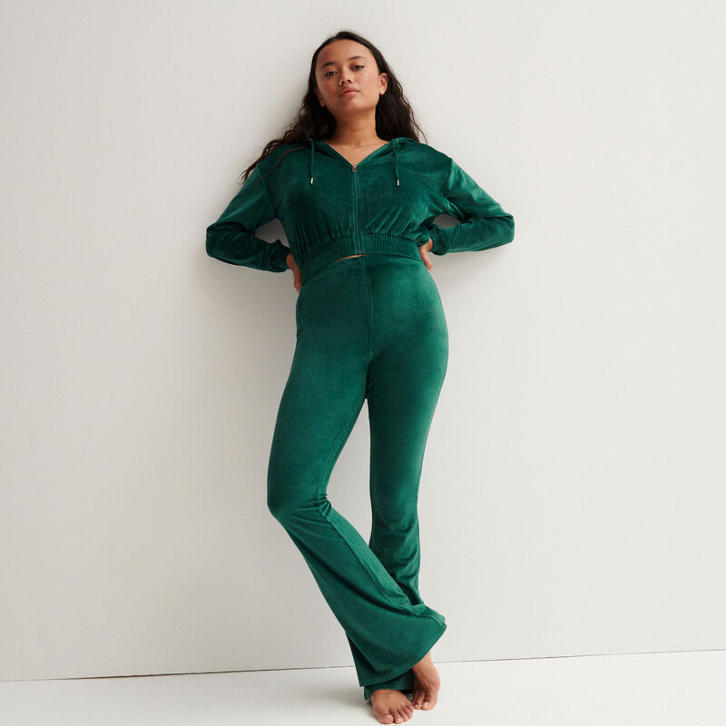 Velvet cropped jacket with an elasticated waist - fir Velvet cropped jacket with an elasticated waist - fir;