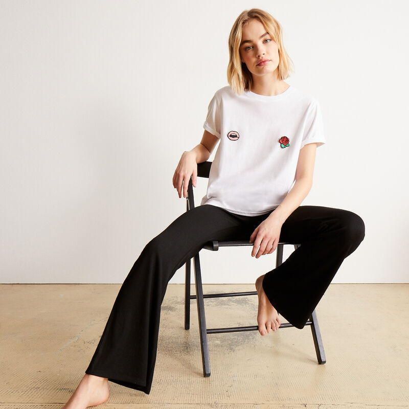 Heart, flowers or lips print top - white Heart, flowers or lips print top - white;